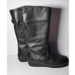 Duluth Trading Company Womens Andina Tall Boots Side Zip Black Leather 7M
